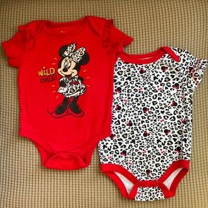 👼3 for $10👼 Disney Baby Minnie Mouse Onesies. EUC. 0-3M.